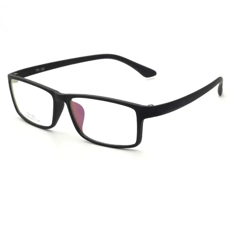 Cubojue Men's Full Rim Big Square Tr 90 Titanium Reading Glasses 71137 - shiny black / anti blue light 0