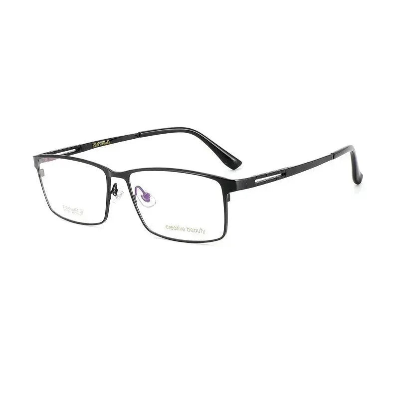 Cubojue Unisex Full Rim Big  Square Titanium Reading Glasses 671811 - matte black / +150