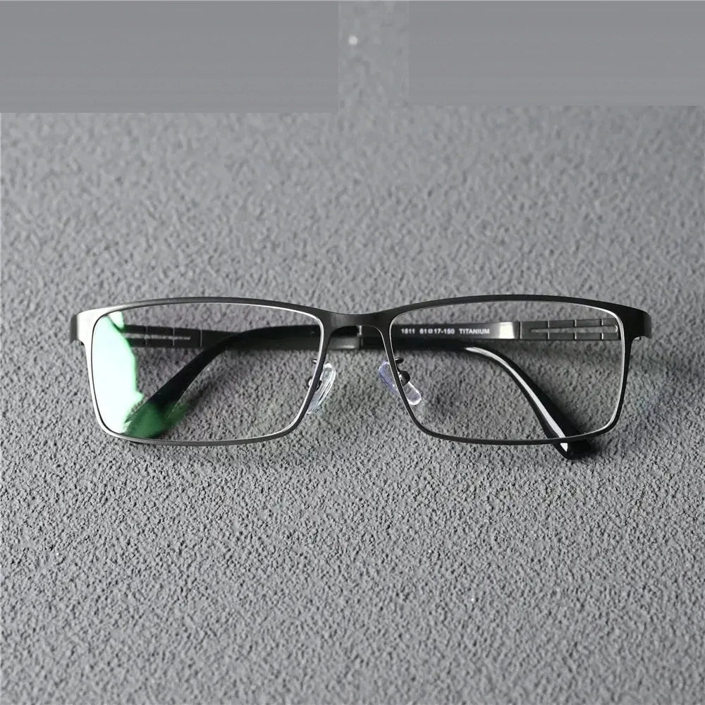 Cubojue Unisex Full Rim Big  Square Titanium Reading Glasses 671811 - shiny black / +175
