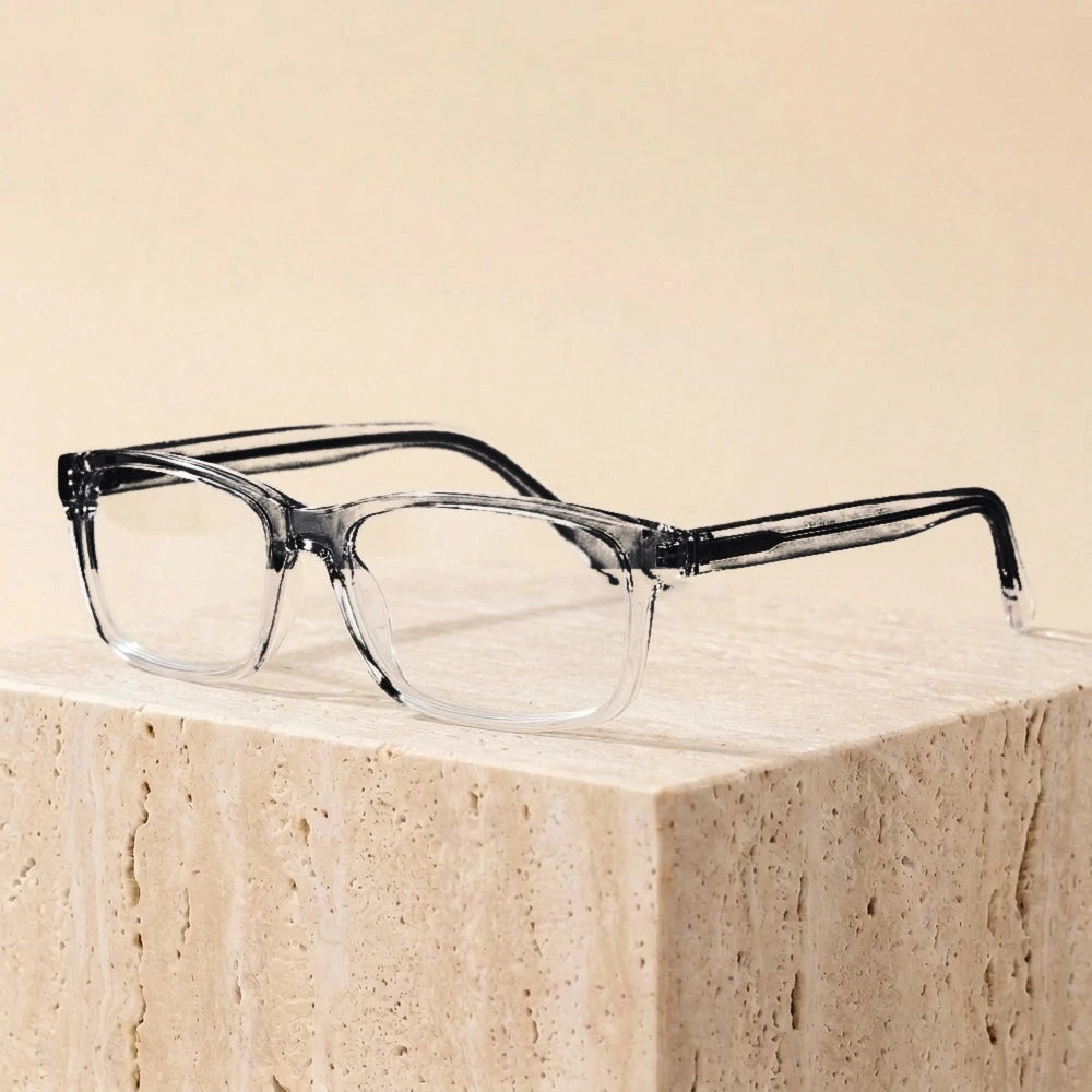 Cubojue Unisex Full Rim Big Square Tr 90 Titanium Reading Glasses 41151 - gradient black