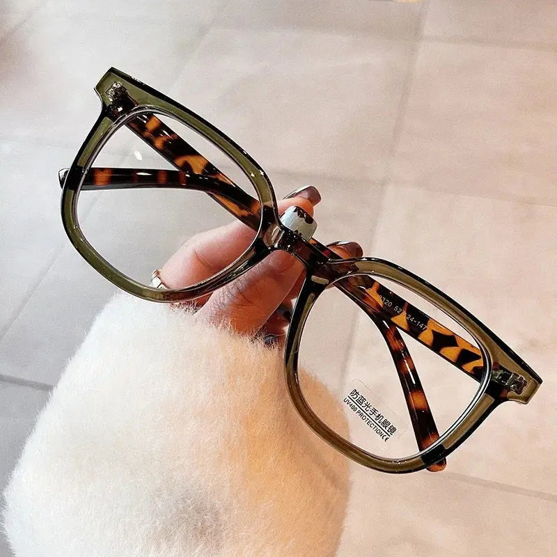 Cubojue Unisex Full Rim Big Square Tr 90 Titanium Reading Glasses 71521 - green