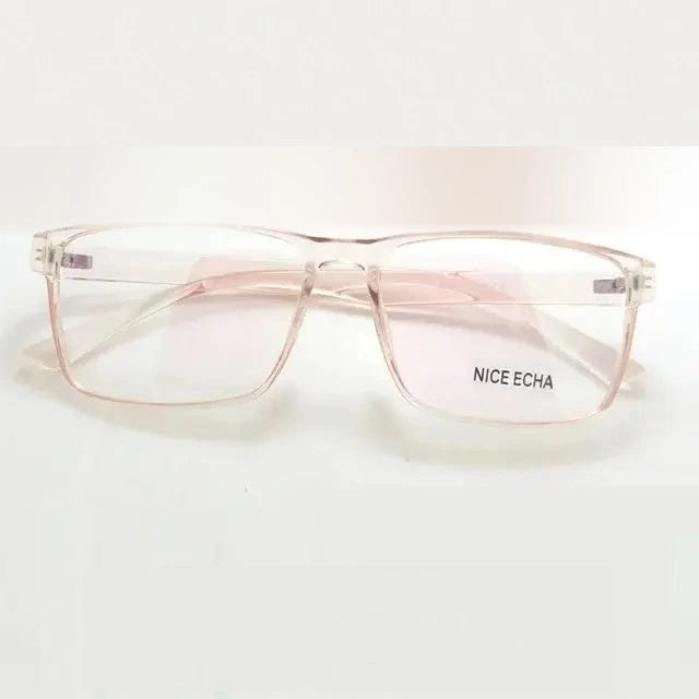 Cubojue  Unisex Full Rim Big Square Tr 90 Titanium Reading Glasses 52257 - Pink / anti blue light 150