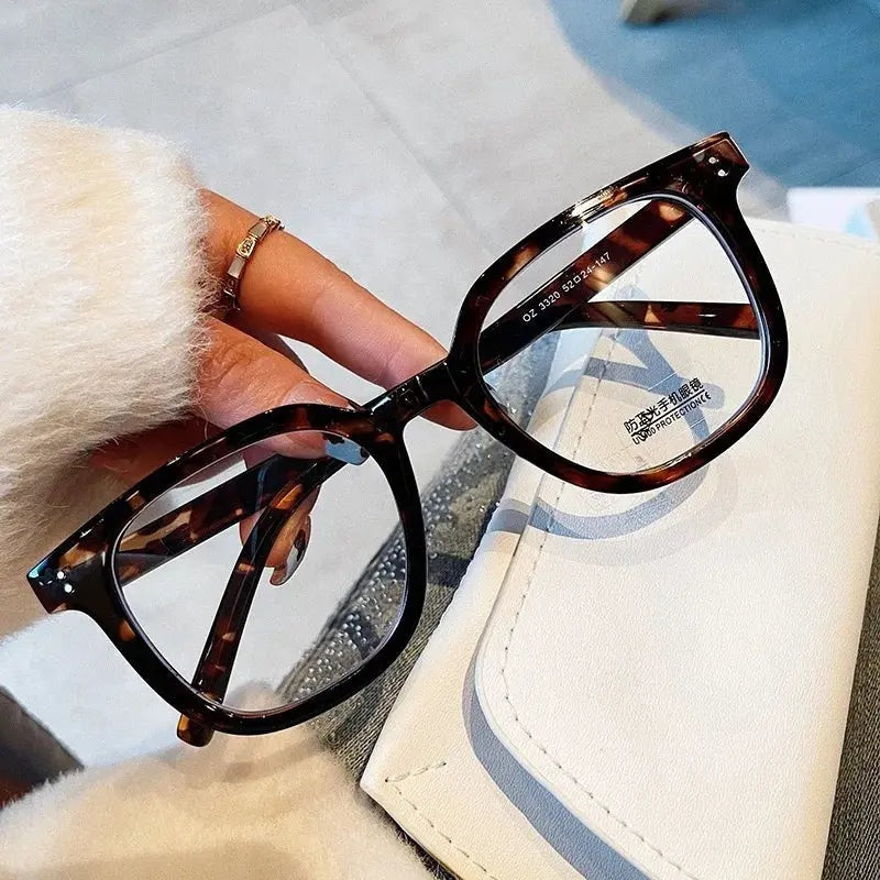 Cubojue Unisex Full Rim Big Square Tr 90 Titanium Reading Glasses 71521 - tortoise