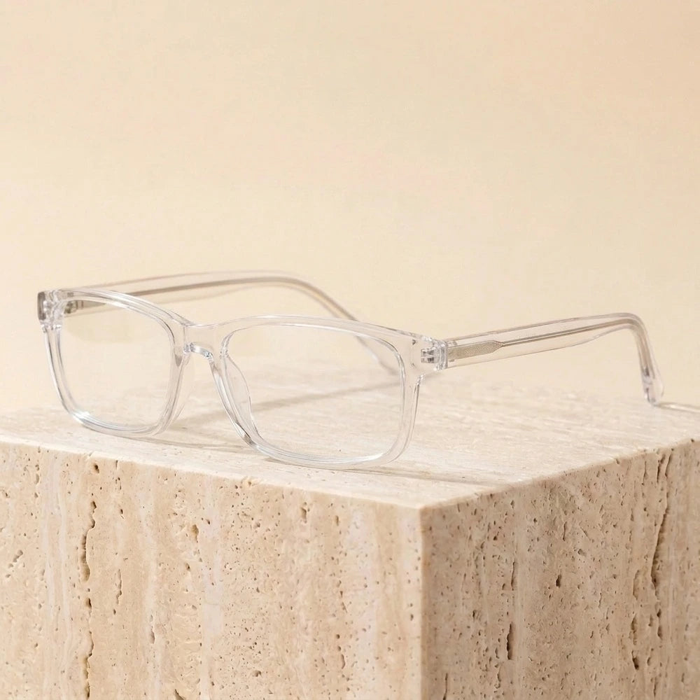 Cubojue Unisex Full Rim Big Square Tr 90 Titanium Reading Glasses 41151 - transparent