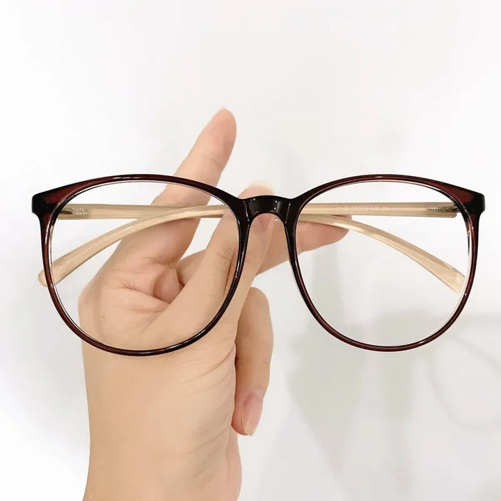 Cubojue Unisex Full Rim Oval Square Tr 90 Titanium Eyeglasses 71409 - brown coffee