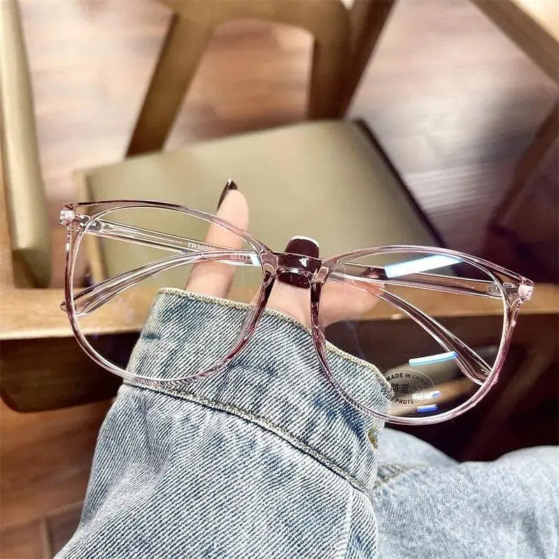 Cubojue Unisex Full Rim Oversized Oval Tr 90 Titanium Eyeglasses 30005 - Purple