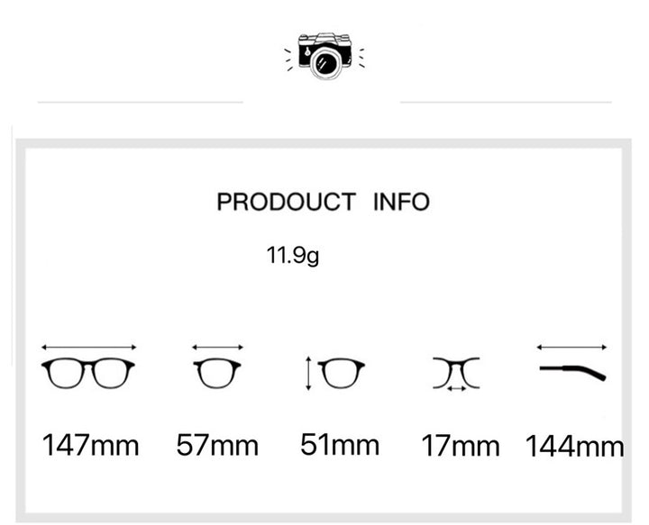 Cubojue Unisex Full Rim Oversized Oval Tr 90 Titanium Eyeglasses 30005 - Size Chart