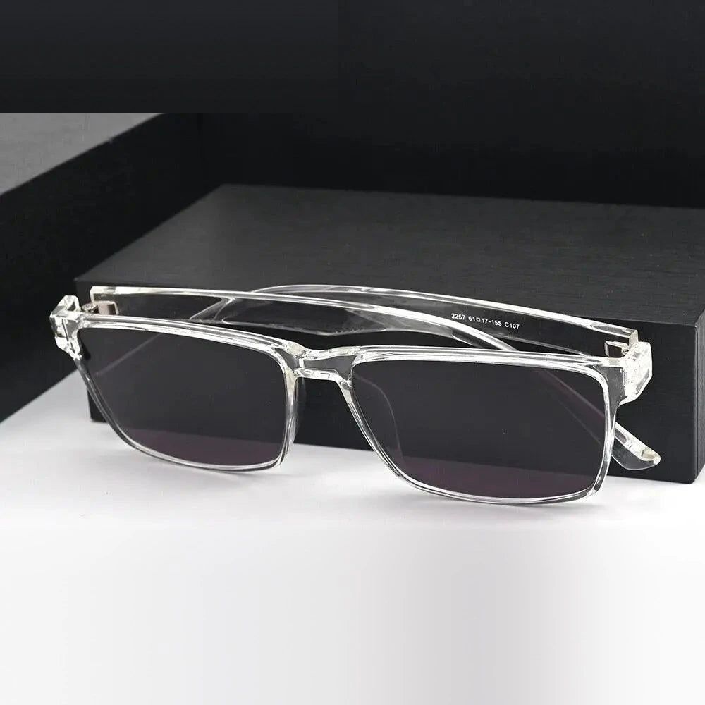 Cubojue Unisex Full Rim Oversized Square Tr 90 Titanium Polarized Sunglasses 2257 - transparent black / polarized