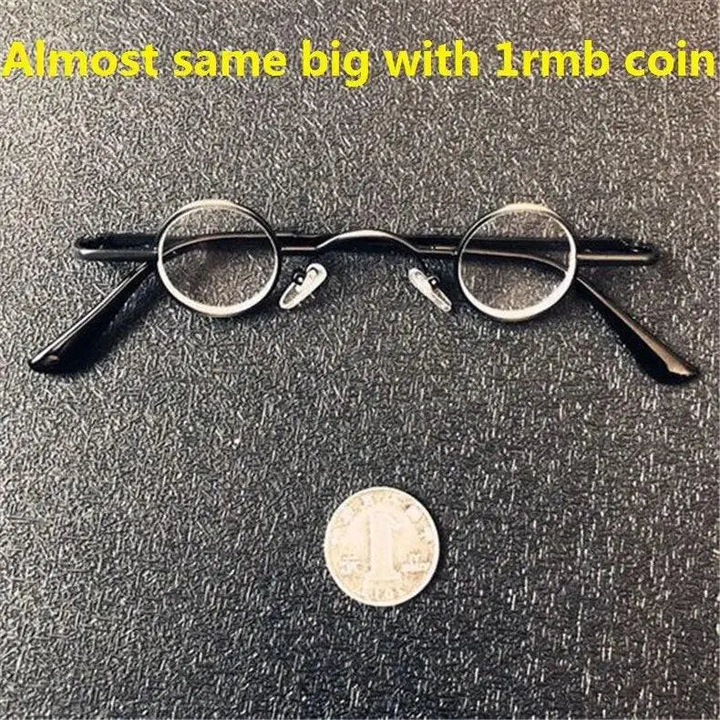 Cubojue Unisex Full Rim Small Round Alloy Myopic Reading Glasses - 27mm black
