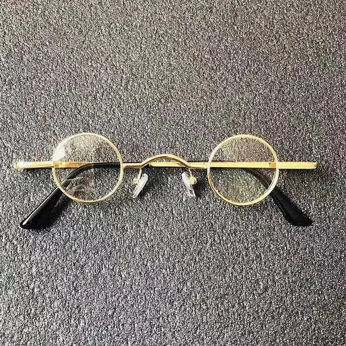 Cubojue Unisex Full Rim Small Round Alloy Myopic Reading Glasses - 27mm gold