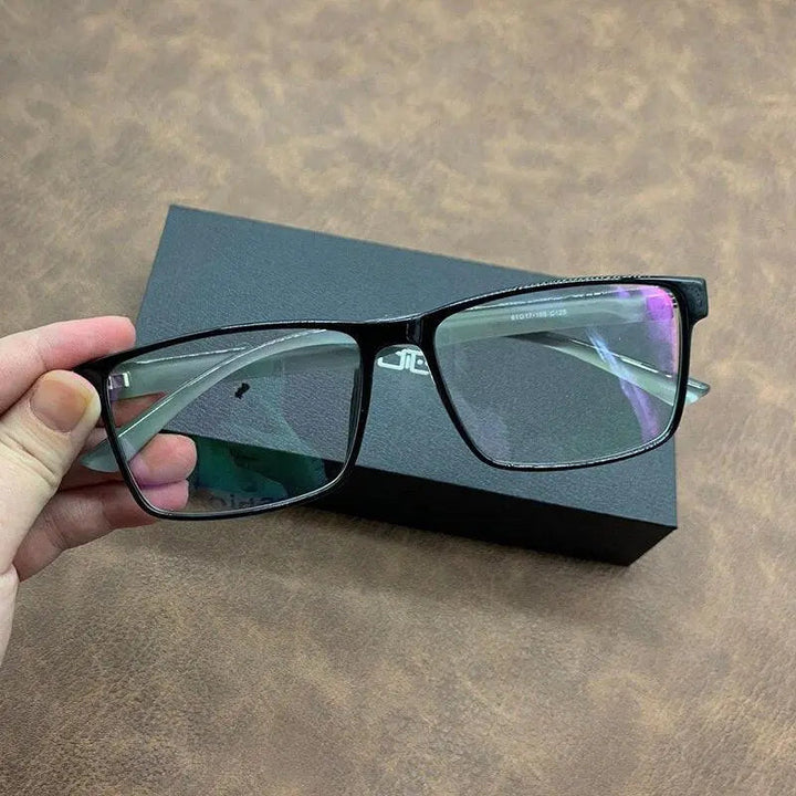 Cubojue Unisex Reading Glasses 155mm Oversized Tr 90 Big Full Rim - black grey leg
