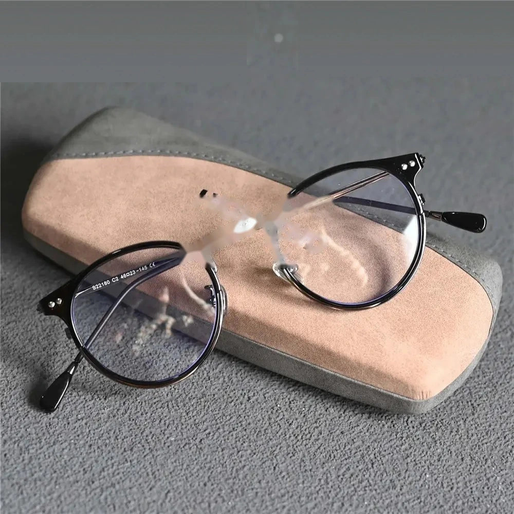 Cubojue Women's Full Rim Oval Round Acetate Alloy Eyeglasses  20145 - black grey