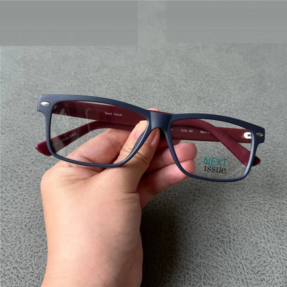 Cubojue Women's Full Rim Square Brow Line Acetate Reading Glasses 967311 - +350 / Blue