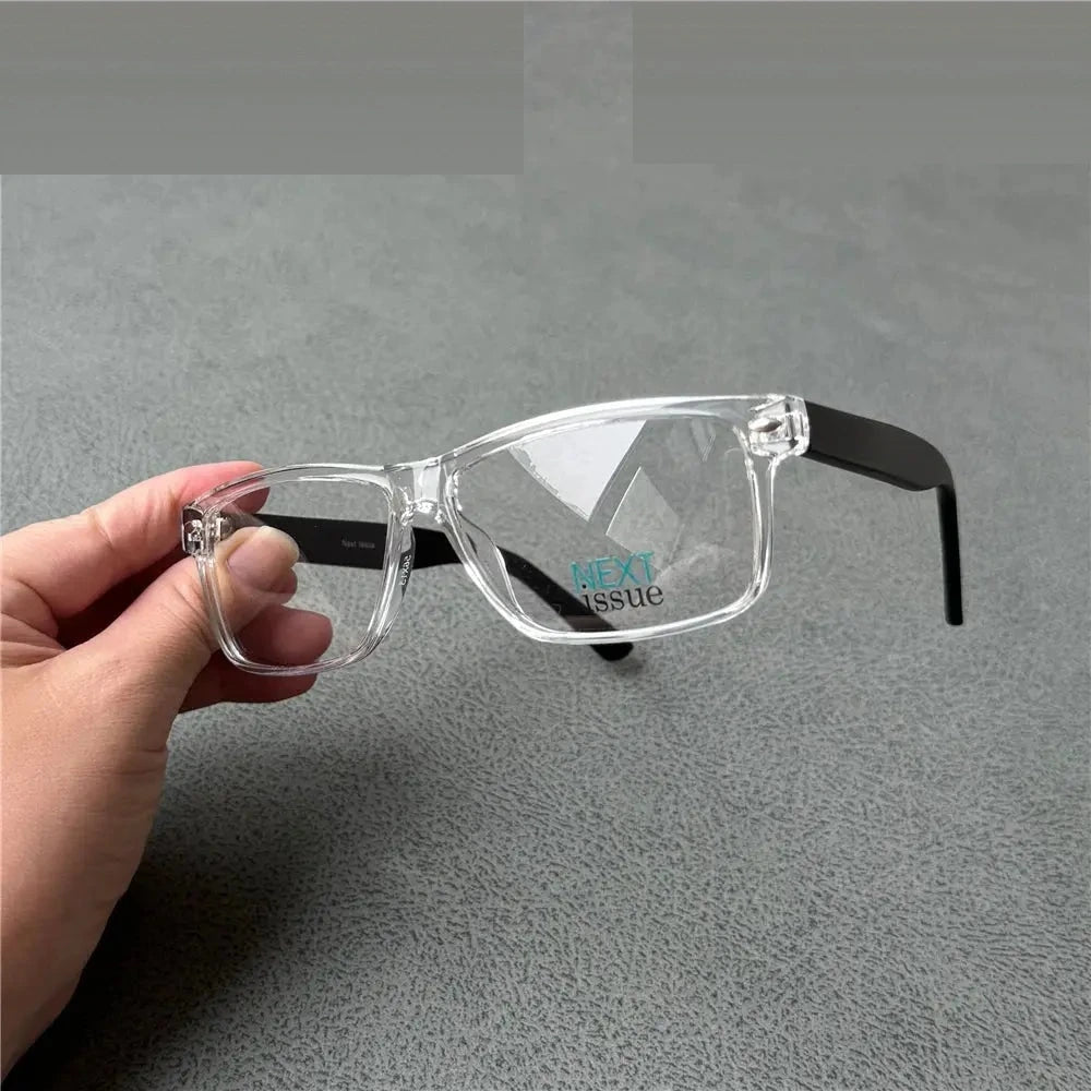 Cubojue Women's Full Rim Square Brow Line Acetate Reading Glasses 967311 - +350 / Transparent
