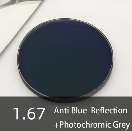 Cubojue 1.67 Index Single Vision High Dispersion Myopic Photochromic Lenses Lenses Cubojue Lenses Photochromic Gray With Anti Blue Light  