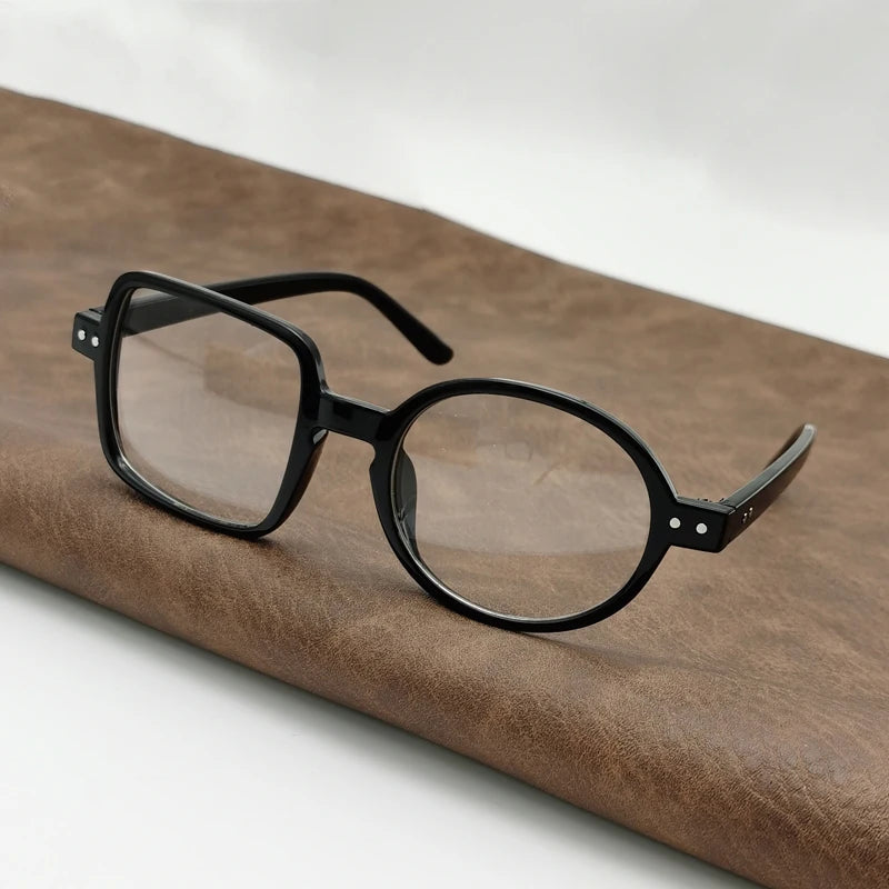 Cubojue Unisex Full Rim Square Round Tr 90 Titanium Reading Glasses 822007 - matte black