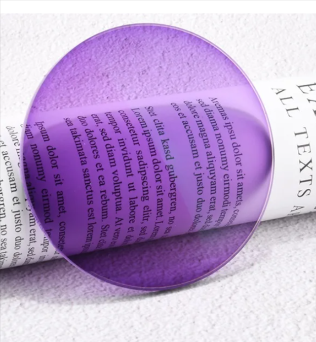 Cubojue 1.56 Index Single Vision Colorful Myopic Photochromic Lenses Lenses Cubojue Lenses Purple  