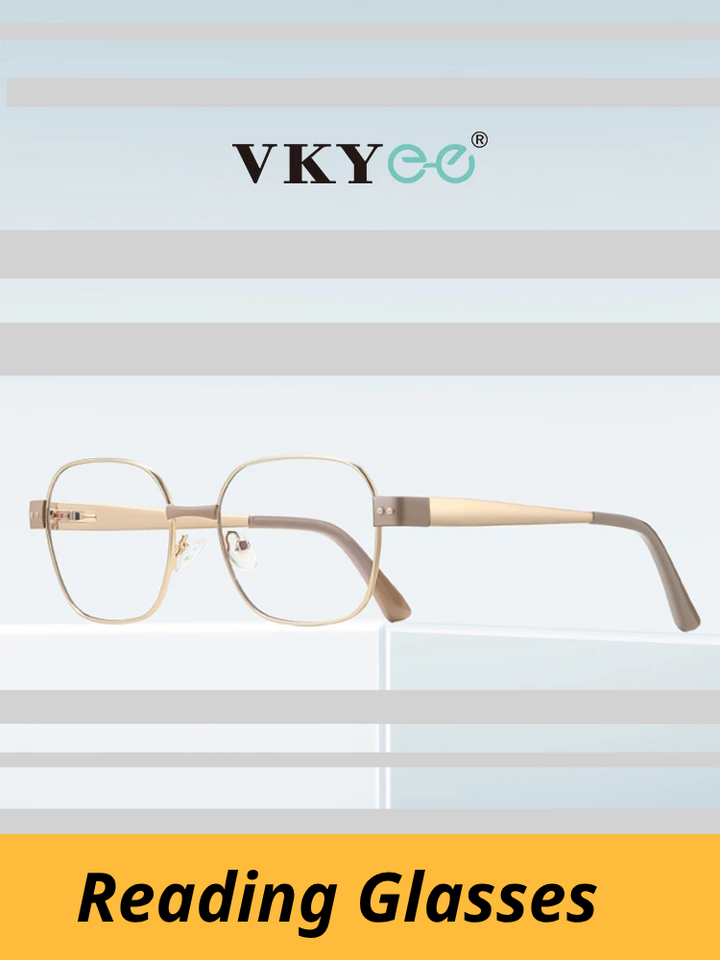 Vicky Women's Full Rim Flat Top Polygonal Alloy Reading Glasses 513172