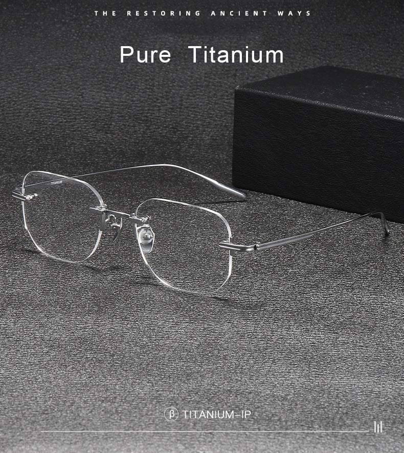 Krasivyy Mens Rimless Square Titanium Eyeglasses K132 — view 1 | Krasivyy at FuzWeb