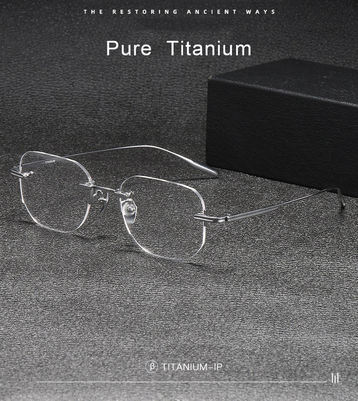 Krasivyy Mens Rimless Square Titanium Eyeglasses K132 — view 1 | Krasivyy at FuzWeb