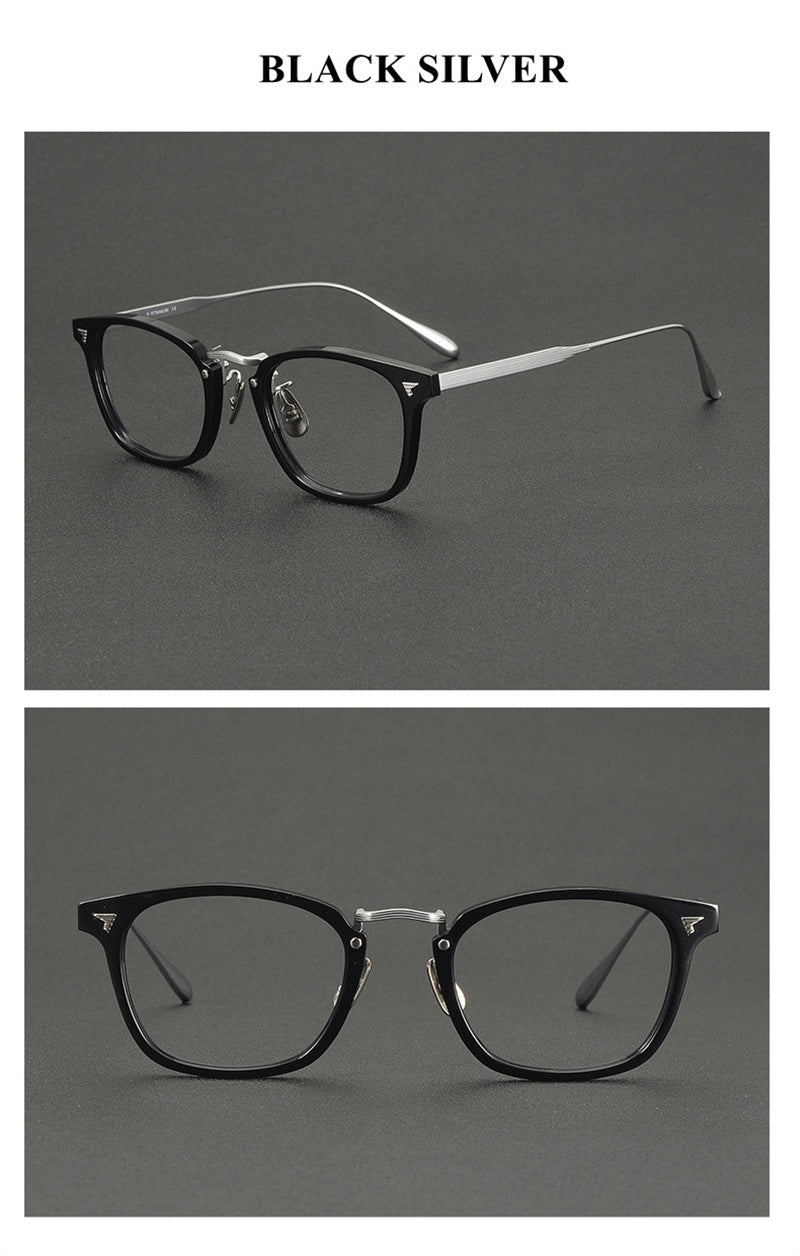 Chashma Ochki Unisex Full Rim Square Acetate Titanium Eyeglasses 881554.