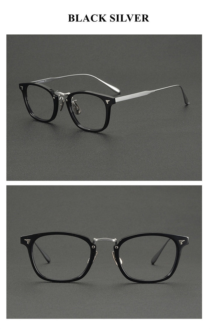 Chashma Ochki Unisex Full Rim Square Acetate Titanium Eyeglasses 881554.