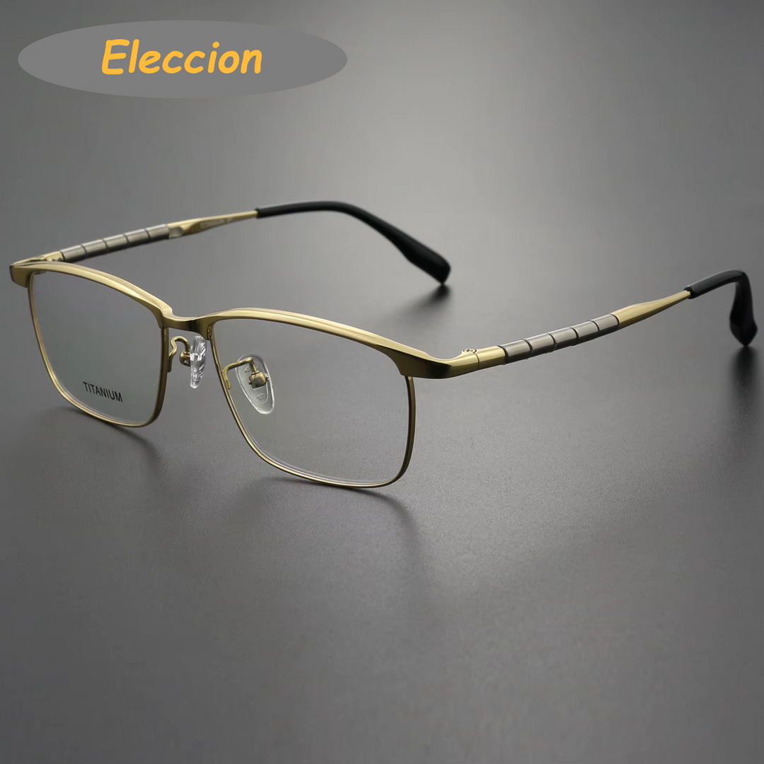 Eleccion Unisex Full Rim Square Titanium Eyeglasses 942313 Full Rim Eleccion Gold