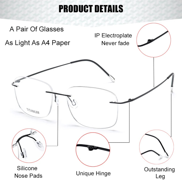 Krasivyy Unisex Rimless Square Titanium Eyeglasses Kr6010 — view 11 | Krasivyy at FuzWeb