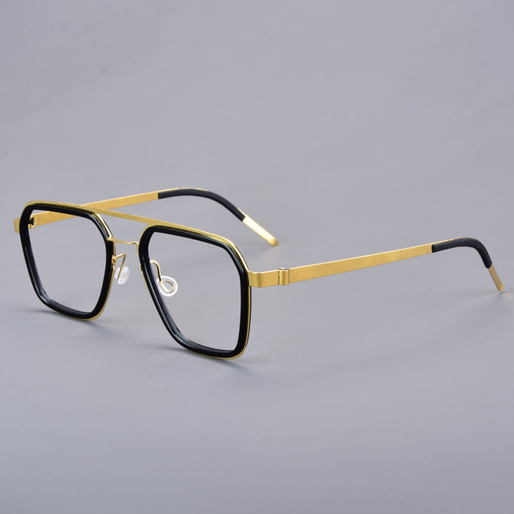 Aimee Unisex Full Rim Square Double Bridge Titanium Acetate Eyeglasses 19753.