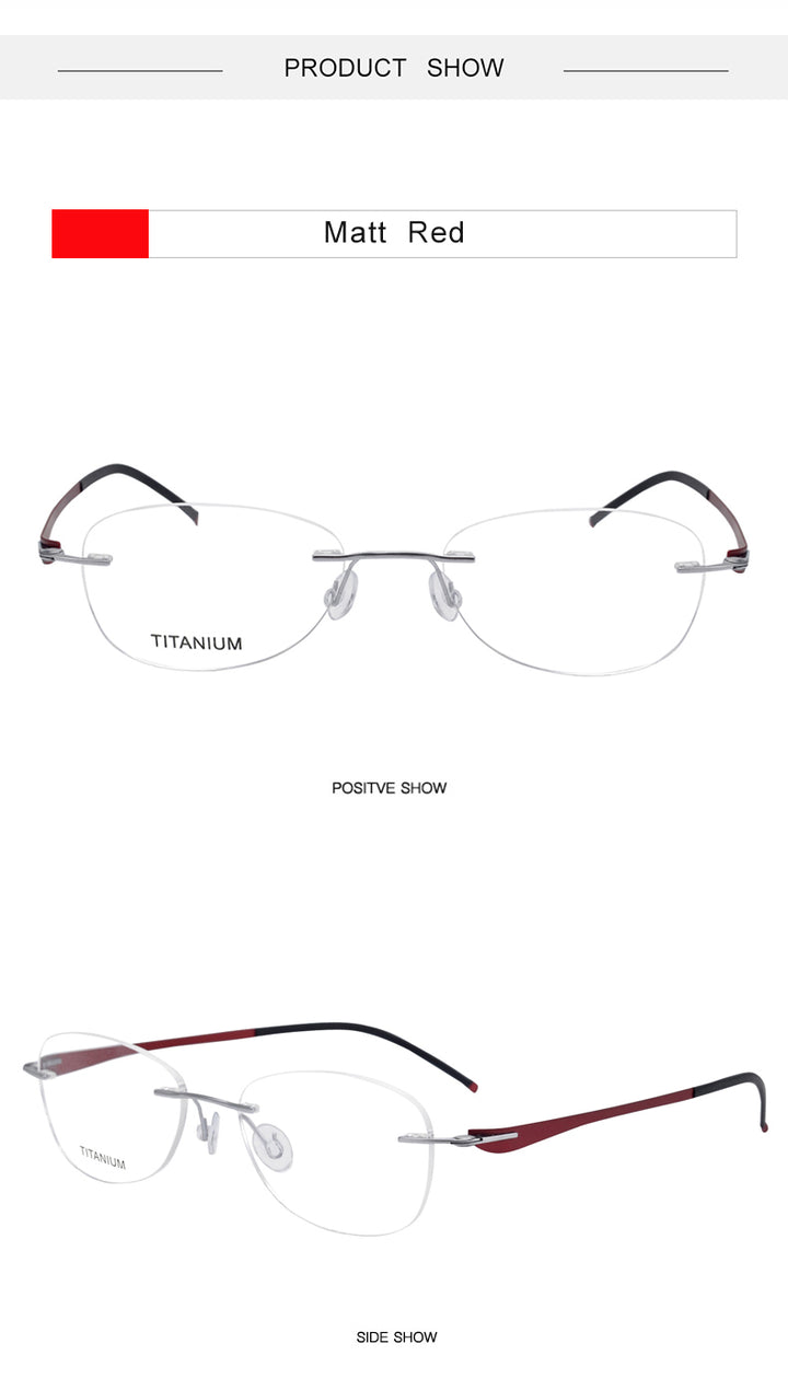 Krasivyy Unisex Rimless Oval Screwless Titanium Rimless Eyeglasses 5003 — view 10 | Krasivyy at FuzWeb