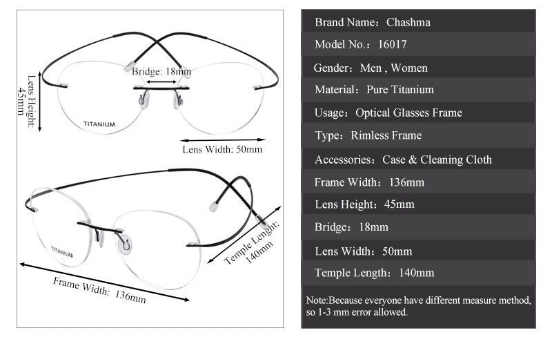 Chashma Ochki Unisex Rimless Round Titanium Eyeglasses 16017 — view 1 | Chashma Ochki at FuzWeb