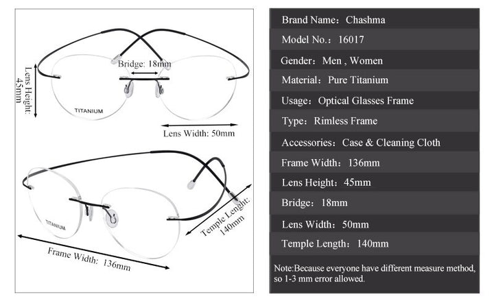 Chashma Ochki Unisex Rimless Round Titanium Eyeglasses 16017 — view 1 | Chashma Ochki at FuzWeb