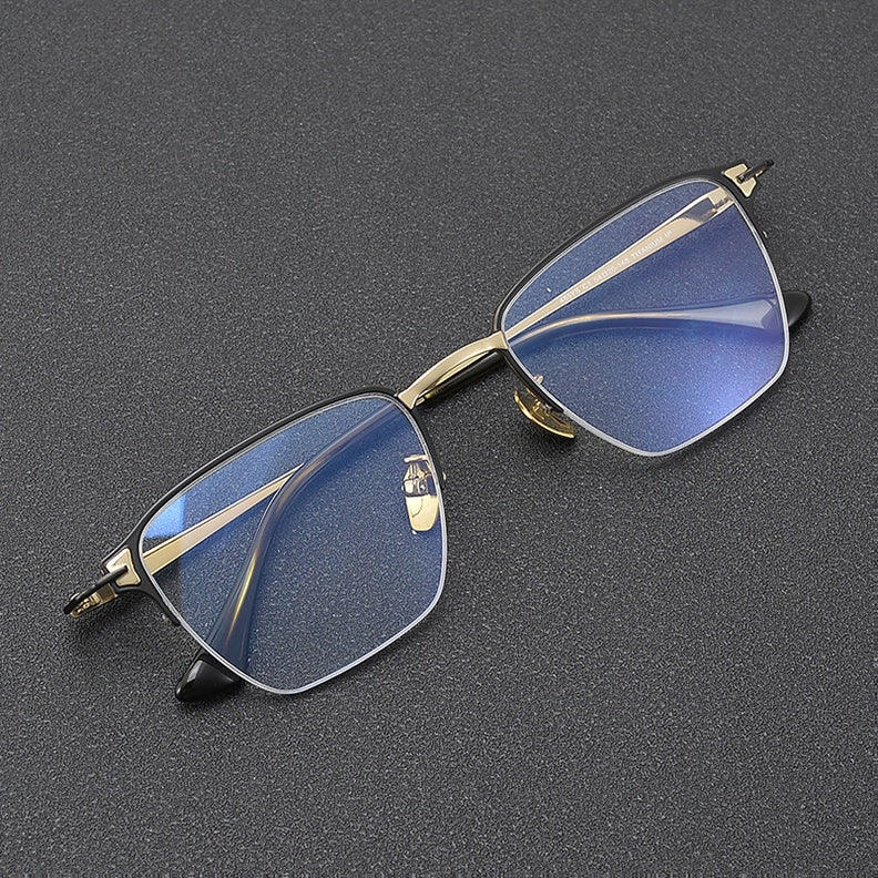 Chashma Unisex Semi Rim Big Polygon Square Titanium Eyeglasses 881485 — view 1 | Chashma at FuzWeb