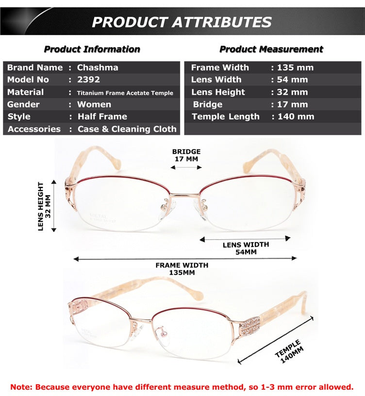Chashma Ottica Womens Full Rim Oval Titanium Acetate Eyeglasses 23924 — view 1 | Chashma Ottica at FuzWeb