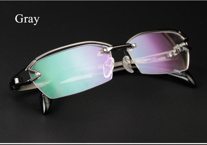 Chashma Ochki Unisex Semi Rimless Oval Titanium Eyeglasses 41143.
