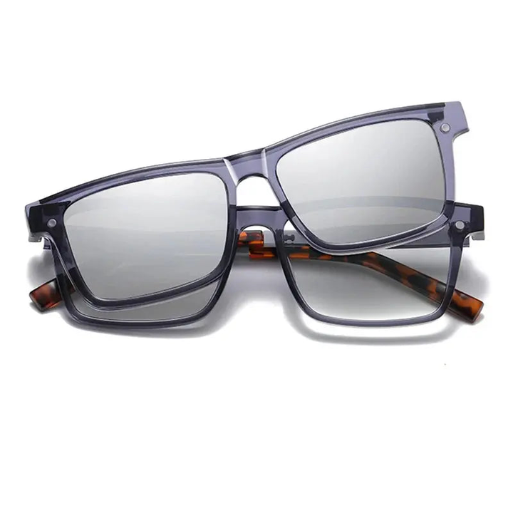 Kansept Unisex Full Rim Square Tr 90 Alloy Reading Glasses Clip On Sunglasses 57703.
