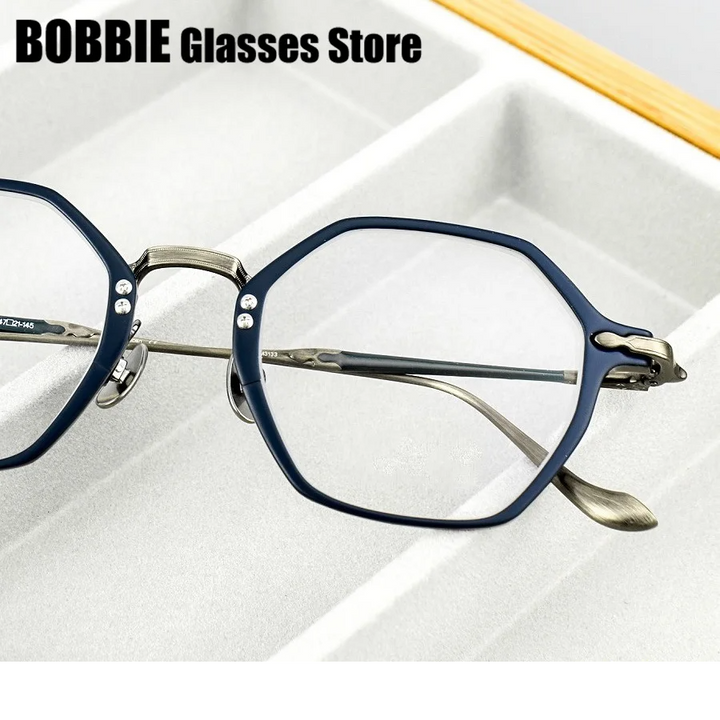 Bobbie Unisex Full Rim Flat Top Polygon Titanium Eyeglasses 893133