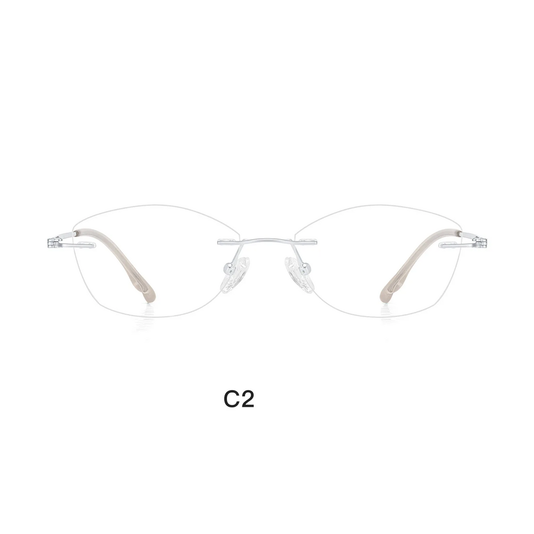 Gmei Optical 23023 women's rimless cat eye titanium alloy prescription eyeglasses — view 5