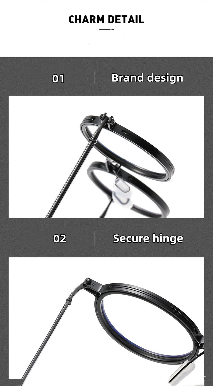 Kocolior Unisex Full Rim Round Acetate Alloy Hyperopic Reading Glasses 10749.