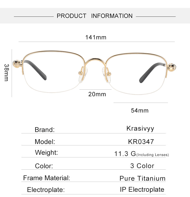 Krasivyy Unisex Semi Rim Oval Square Titanium Eyeglasses 310347 — view 1 | Krasivyy at FuzWeb
