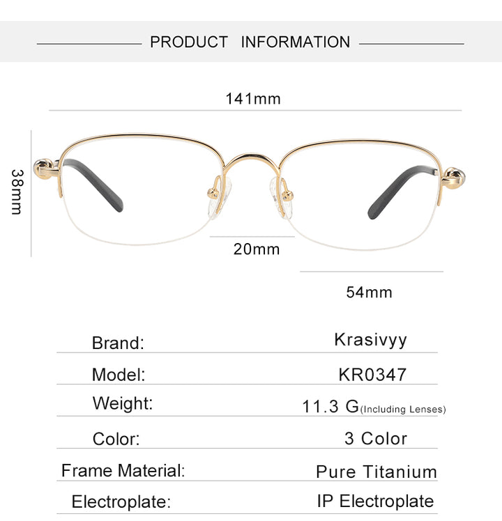 Krasivyy Unisex Semi Rim Oval Square Titanium Eyeglasses 310347 — view 1 | Krasivyy at FuzWeb