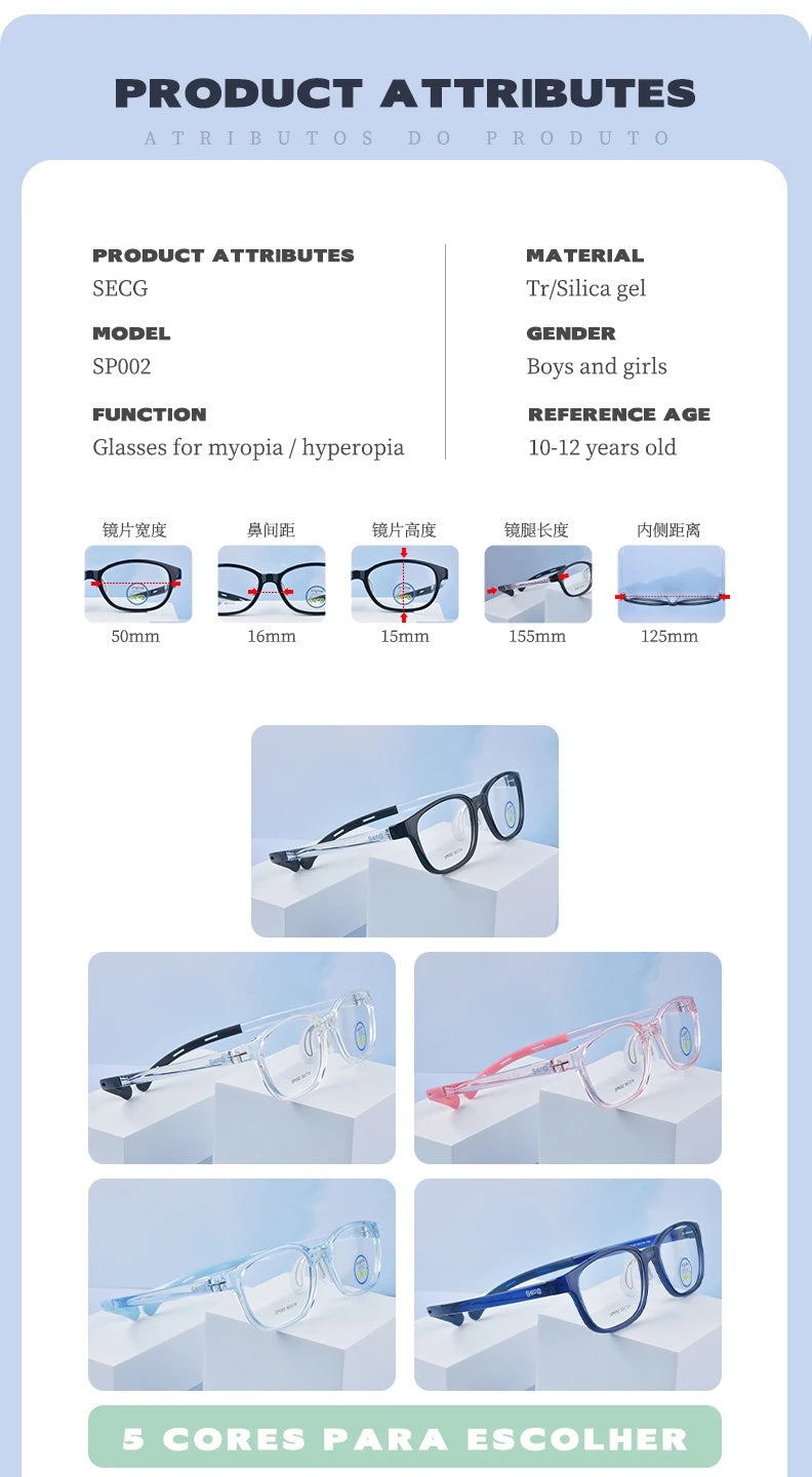 Secg Unisex Childrens Full Rim Square Tr 90 Silicone Eyeglasses 19162 — view 12 | Secg at FuzWeb
