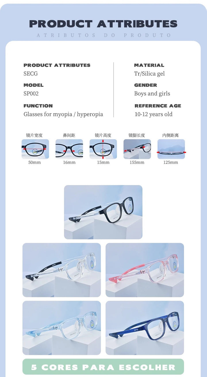 Secg Unisex Childrens Full Rim Square Tr 90 Silicone Eyeglasses 19162 — view 12 | Secg at FuzWeb