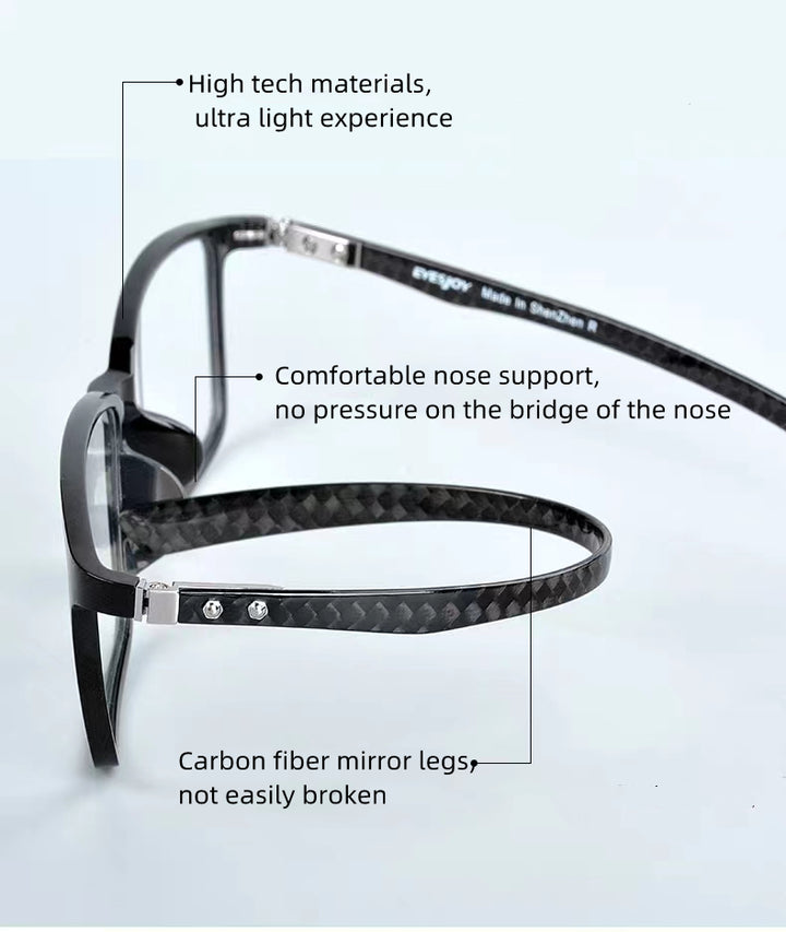 Kocolior Unisex Full Rim Square Carbon Fibre Tr 90 Hyperopic Reading Glasses 0017 — view 3 | Kocolior at FuzWeb