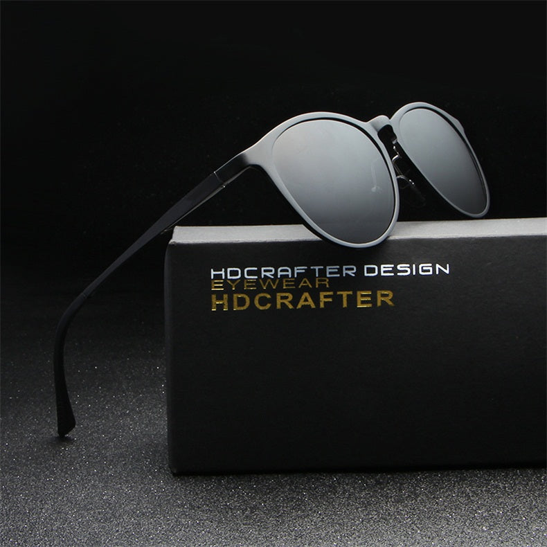 Hdcrafter Unisex Full Rim Oval Round Aluminum Frame Polarized Sunglasses L6625 — view 1 | Hdcrafter Sunglasses at FuzWeb