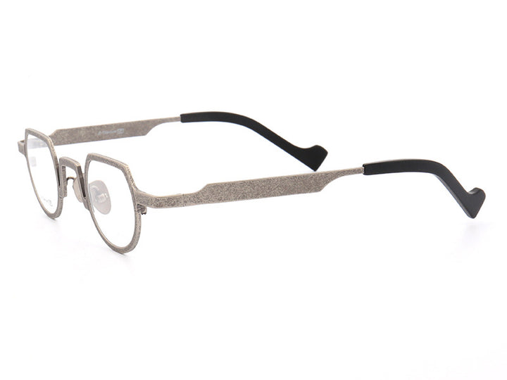 Muzz Mens Full Rim Irregular Flat Top Round Titanium Frame Eyeglasses T7020 — view 9 | Muzz at FuzWeb