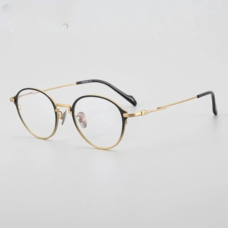 Chashma Ochki Unisex Full Rim Round Titanium Eyeglasses 360046.
