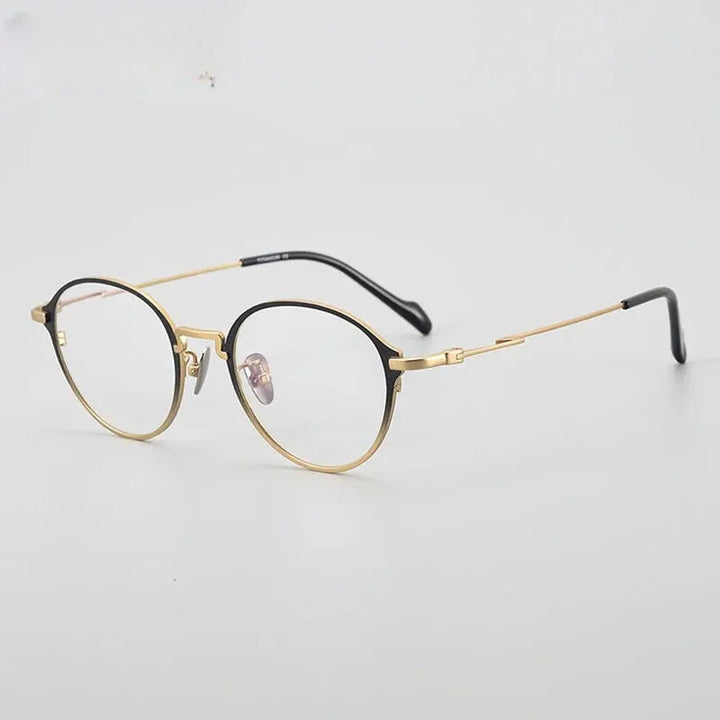 Chashma Ochki Unisex Full Rim Round Titanium Eyeglasses 360046.
