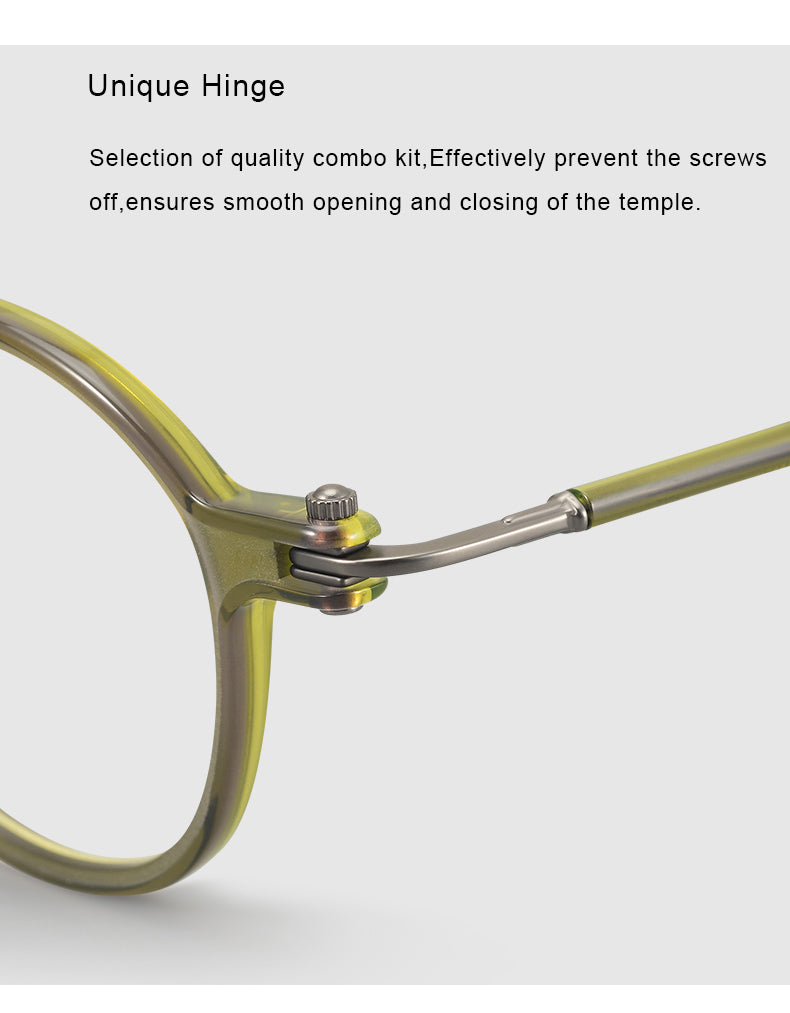 Krasivyy Unisex Full Rim Round Acetate Titanium Eyeglasses 45883.