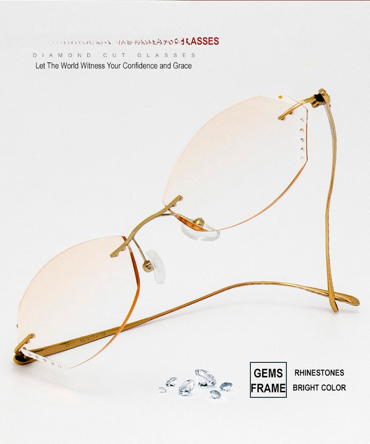 Chashma Womens Rimless Oval Rectangle Titanium Eyeglasses 289913 — view 2 | Chashma at FuzWeb